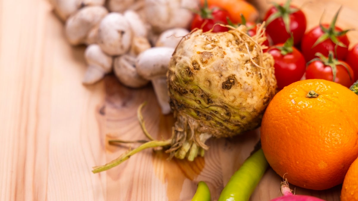 healthy, fresh, raw vegetables and fruits